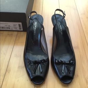 𝅺Bruno Magli black patent sling back sz 9.5